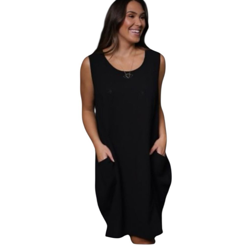 NWT Giocam 100% Peruvian Cotton Tank Dress with Pockets Lagenlook - Picture 13 of 14
